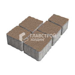 Тротуарная плитка Антик, светло-коричневая на камне, 4 см