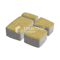 Тротуарная плитка Классика 4 камня, желтая с гранитной крошкой, 6 см