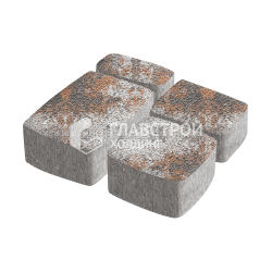 Тротуарная плитка Квадро, сомон на камне, 4 см