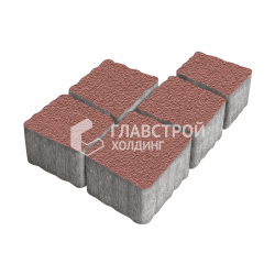 Тротуарная плитка Антик, бордовая на камне, 4 см