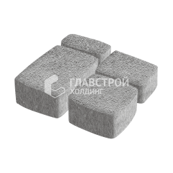 Тротуарная плитка «Квадро», серо-белая на камне, 6 см
