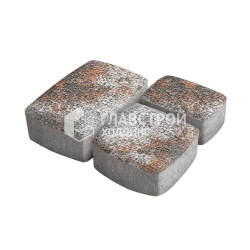 Тротуарная плитка Классика 3 камня, сомон с гранитной крошкой, 6 см