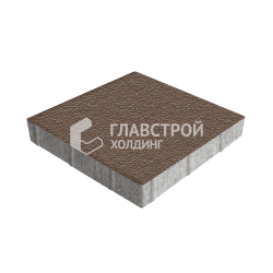 Тротуарная плитка «Квадрат 300х300х60», коричневая на камне