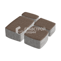 Тротуарная плитка «Квадро», коричневая на камне, 4 см