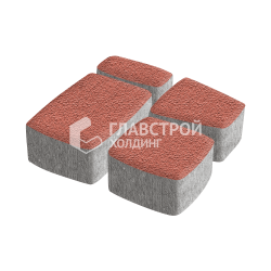 Тротуарная плитка «Классика 4 камня», красная на камне, 6 см