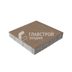 Тротуарная плитка Квадрат 400х400х60, светло-коричневая на камне
