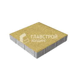 Тротуарная плитка Квадрат 400х400х60, желтая на камне