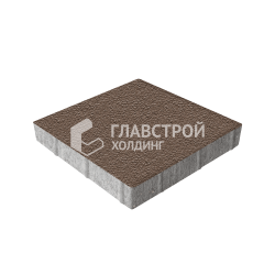 Тротуарная плитка Квадрат 400х400х60, коричневая на камне